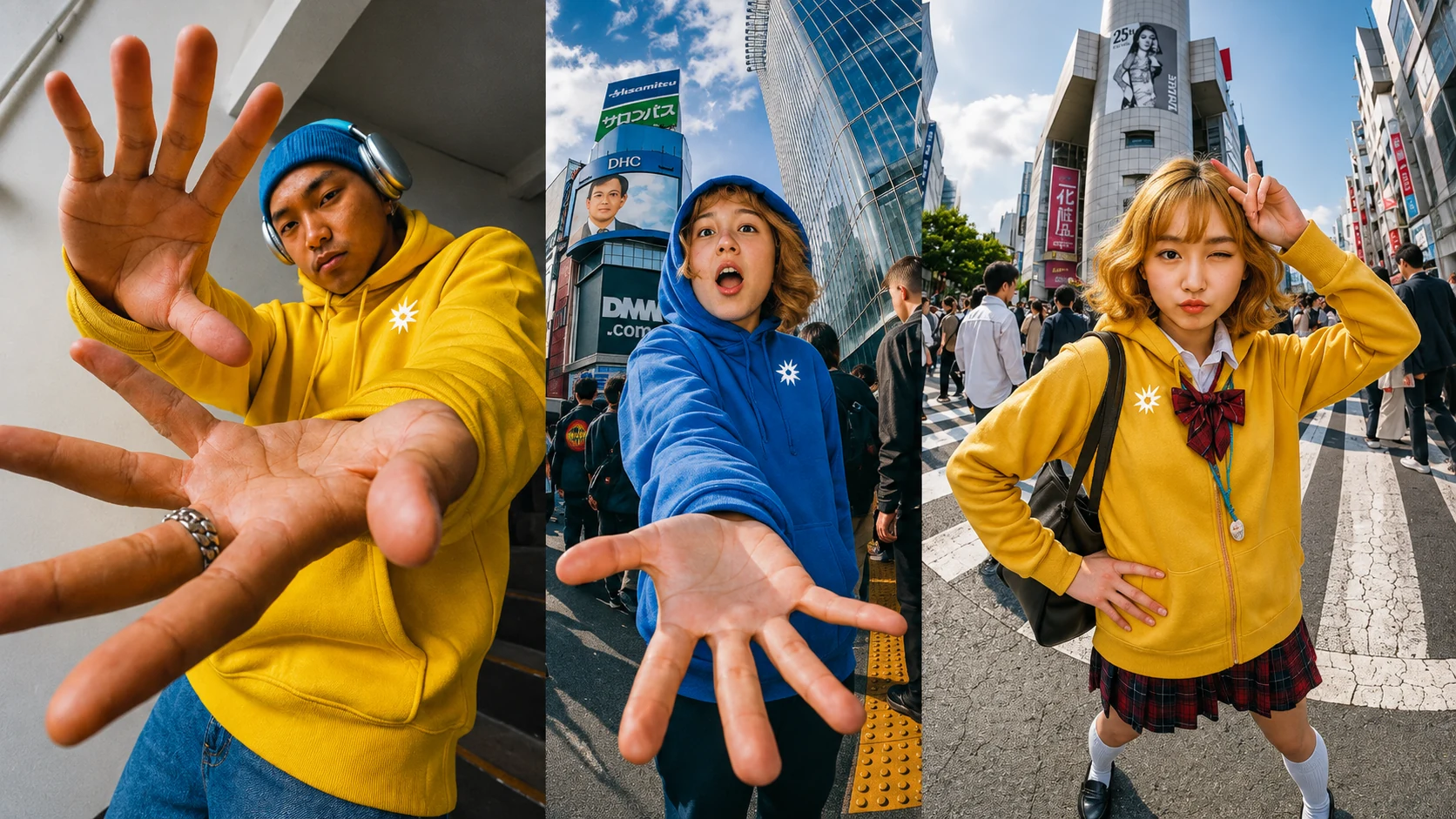 BLAZE streetwear campaign triptych
