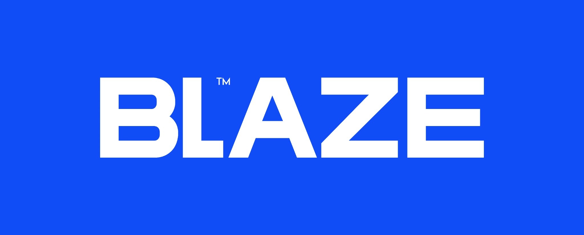 BLAZE English wordmark on blue background